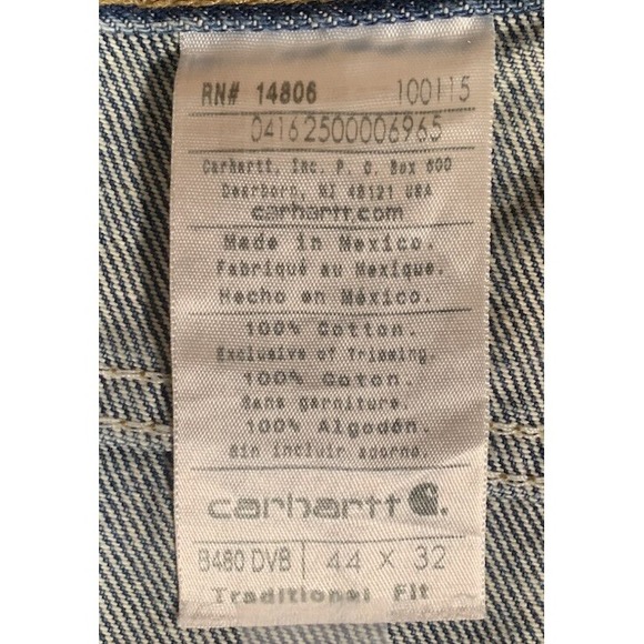 Carhart Jeans 44X32 100% Cotton - Picture 11 of 13